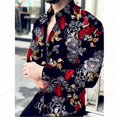 thumbnail image 1 of Camisas hawaianas de manga larga, camisas de moda para hombre, blusas florales, blusas playeras cubanas, camisas con cuello vuelto, camisas con flores y botones, 1 of 6