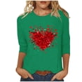 thumbnail image 3 of VKOYWKM T-Shirts Cœur d'Amour pour Femmes T-Shirts Journée Valentines T-Shirts Imprimé Cœur d'Amour Manches 3/4 Col Rond T-Shirts de Fête Cadeaux Journée Valentines, 3 of 5