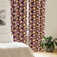 thumbnail image 2 of Ambesonne Floral Window Curtains, Pastel Buttercup Hibiscus, Each 28" W x 84" L, Magenta and Earth Yellow, 2 of 4