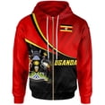 thumbnail image 3 of Sudadera con cremallera y estampado 3D de la bandera de Uganda para hombres y mujeres, sudaderas con capucha de país africano, sudaderas casuales holgadas de manga larga para la calle, 3 of 5