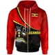 thumbnail image 3 of Sudadera con cremallera y estampado 3D de la bandera de Uganda para hombres y mujeres, sudaderas con capucha de país africano, sudaderas casuales holgadas de manga larga para la calle, 3 of 5