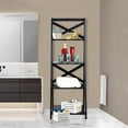 thumbnail image 3 of Giantex Modern 4-Tier Ladder Shelf, Free Standing Wooden  Bookcase, Organizer Shelf for Living Room Kitchen Office, Black, 3 of 6