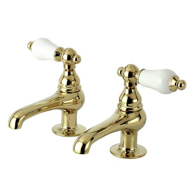 Basin Faucet & Metal Lever Handle Polished Brass
