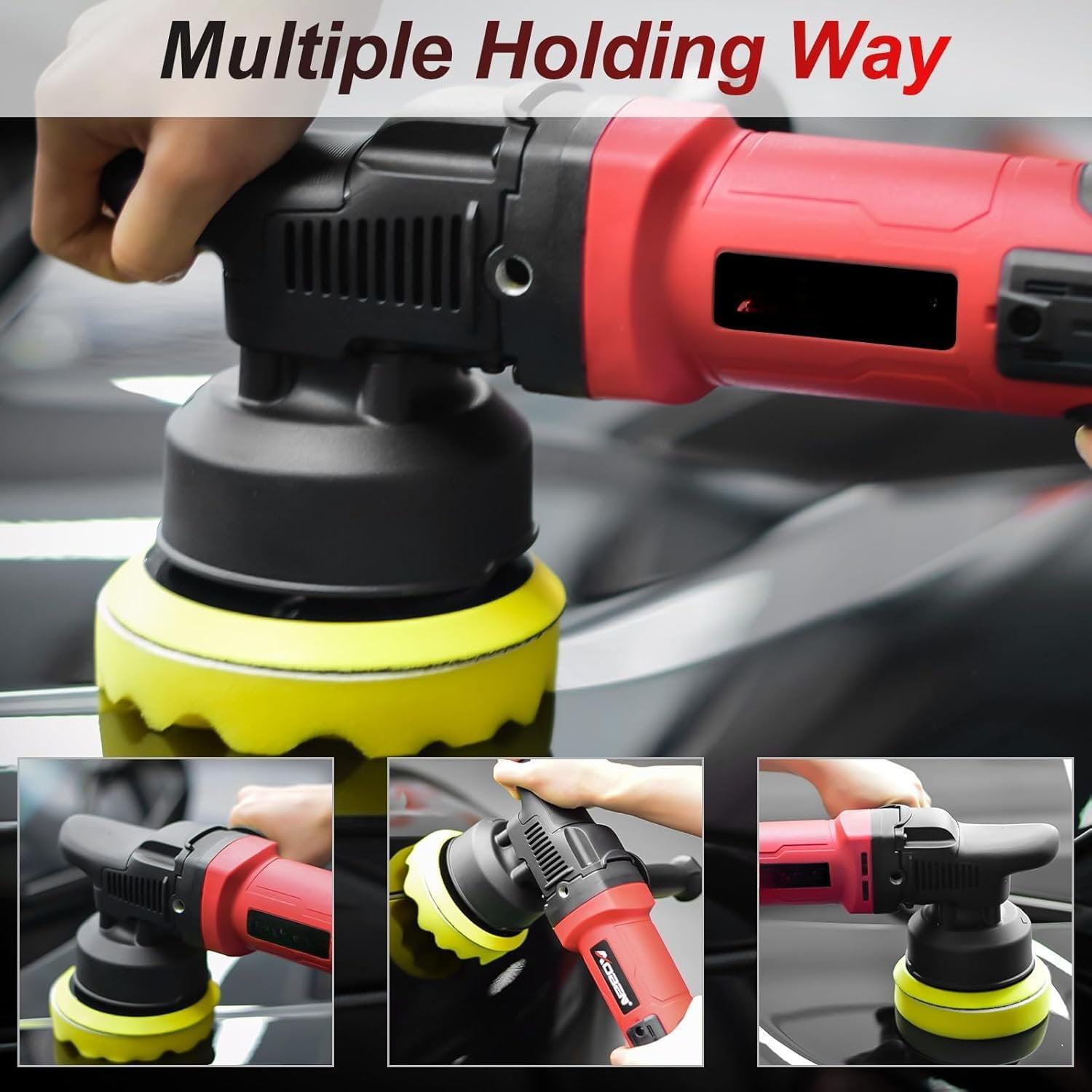 Buffer Polisher,5 inch Dual Action Polisher,Long Orbit 16mm Random Buffer Polisher kit with 6 Variable Speed 1000-5500rpm,Detachable Handle,7 Buffing Pads for  detailing Polishing and Waxing