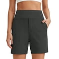 thumbnail image 2 of Kojanyu Women's Comfy High Waisted Casual Shorts with Pockets, Stretch Elastic Waist Solid Summer Shorts for Daily Wear Beach Vacation, S-3XL, 2 of 9