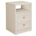 thumbnail image 4 of Heynemo beige Nightstand with Storage Shelf & Door, Faux Drawer Design End Table, Compact Side Table for Bedrooms, Dorm Rooms & Small Spaces, Set of 1, 4 of 11