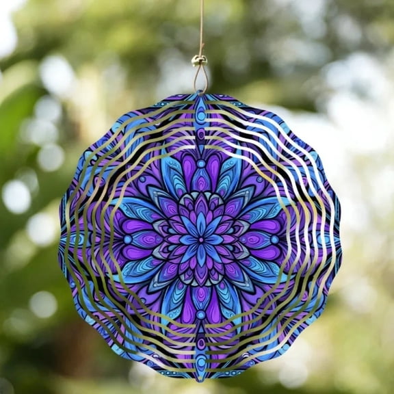 BohemianAuraGifts Bohemian Mandala Wind Spinner | Vibrant Metal Design | All - Season Outdoor Decor for Patio Garden & Balcony