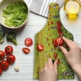 thumbnail image 3 of Flower Cutting Board, Colorful Field Poppies Bloom Flowers Lavender Farmland Hills Scenery, Decorative Tempered Glass Cutting and Serving Board, Wine Bottle Shape, Yellow Red Green, by Ambesonne, 3 of 5