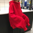 thumbnail image 4 of Pxiakgy hoodies for women Women Fashion Loose Solid Color Hooded Sleeves Sweater Hoodie Crop Tops Red + XXL, 4 of 7