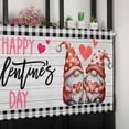 thumbnail image 6 of Valentine's Day Valances for Windows Farmhouse Kitchen Curtains Valances Rod Pocket Valance Curtains for Kitchen Windows Cartoon Gnomes Love Gray Wooden Plaid Window Valances for Bathroom 42"x12", 6 of 6