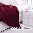 thumbnail image 2 of PiccoCasa 1 Pcs Home Warm Soft Microplush Fleece Solid Throw Blanket Burgundy 60" x 78", 2 of 7