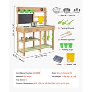 KFFKFF Outdoor Wooden Mud Kitchen for Kids, Backyard Play Kitchen with Stove, Sink, Water Tank, Gardening Tools, Cooking Utensils, Storage Box, and Accessories, Ideal for Home or Garden Play
