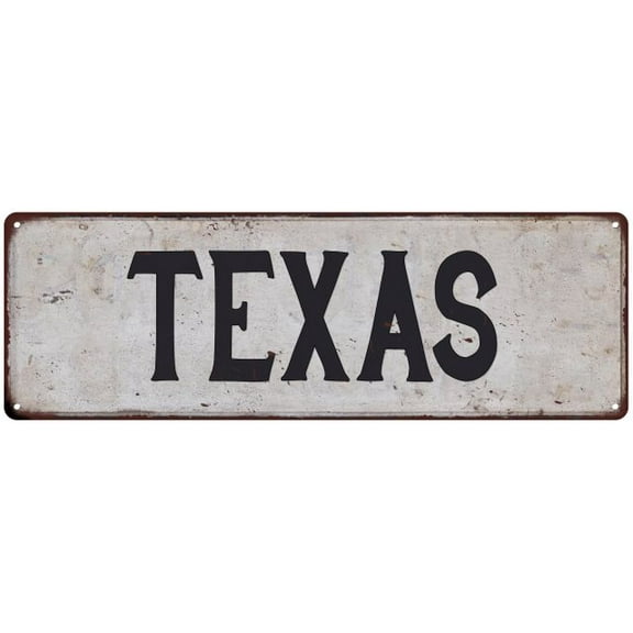 TEXAS Vintage Look Rustic Metal 6x18 Sign City State 206180041012