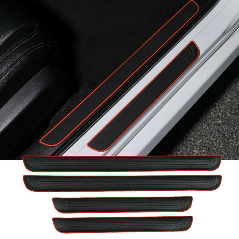 4x Black Rubber Car Door Scuff Sill Cover Panel Step Protector