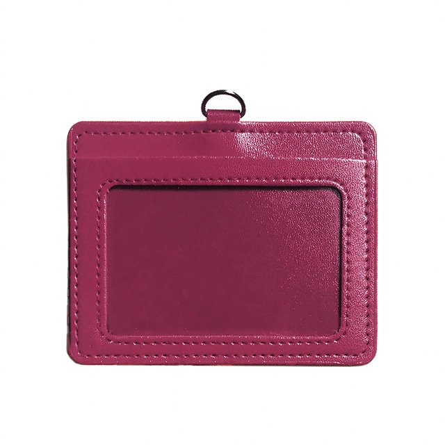 GOGO 10Pcs Vertical Horizontal 2-Sided PU ID Card Badge Holder Pouch Stock Case-horizontal purple-10 Packs