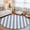 Blue, variant on Brown Stripes Washable Round Area Rug 3 ft, Modern Abstract Linens Farmhouse Soft Non Slip Rugs Stain Repellent Indoor Felt Carpet for Living Dining Room Bedroom Home Office