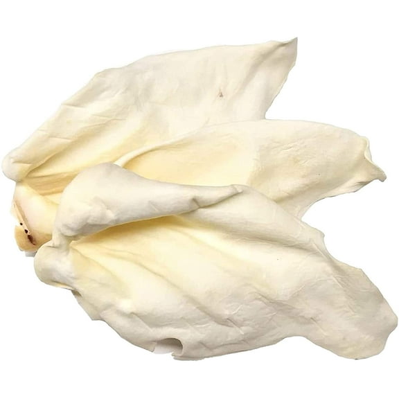 Jumbo White Cow Ears (10 Count) 100% Natural Animal Ears Dog Chews for Medium to Large dogs by 123 Treats