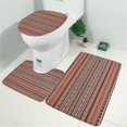 thumbnail image 2 of Boho Red Striped Ethnic Pattern Bathroom Rugs Sets 3 Piece,Toilet Cover Set,Absorbent Non Slip Bathroom Mats Sets with U-Shaped Contour Rug Toilet Rug Set, 2 of 5