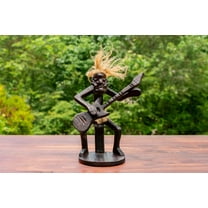 Handmade Wooden Primitive Guitarist Tribal Funny Statue Sculpture Tiki Bar Handcrafted Gift Decor Figurine Hand Carved (Playing Guitar Sitting Down)