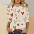 thumbnail image 1 of Qertyioot Cadeau de Saint-Valentin pour Femmes, Imprimé Décontracté, Manches Longues, Col Rond, 1 of 5
