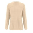 thumbnail image 4 of Stichou Women's Casual Long Sleeve Sweaters Loose Crewneck Knit Solid Pullover Sweater Jumper Tops Beige L, 4 of 5