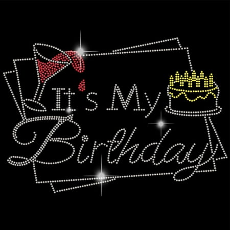 It s My Birthday Iron on Rhinestones Transfer T-Shirt Crystal Heat Transfer Designs Iron on Rhinestone Transfer Birthday DIY Decals for Girls Clothing Tote Bag Gifts