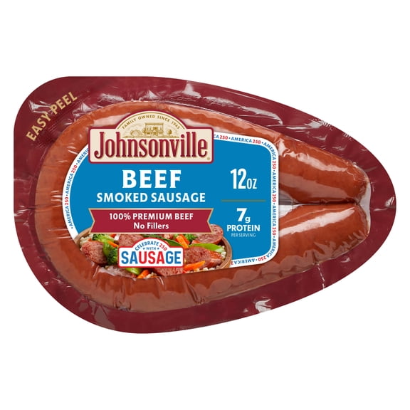 Johnsonville Smoked Beef Rope Sausage 12oz Package