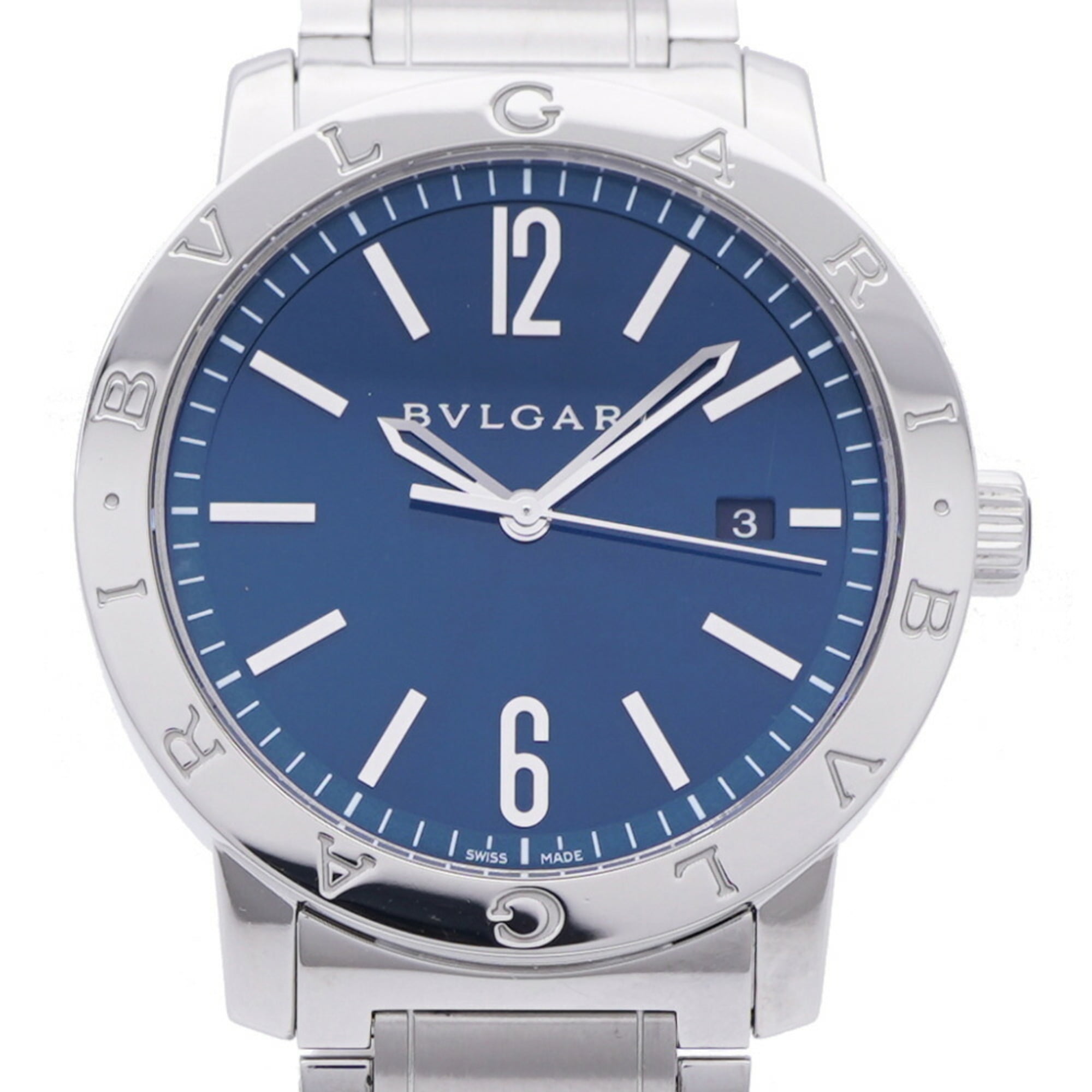 Pre-Owned BVLGARI BB41S Automatic Watch Stainless Steel Blue Dial 0097BVLGARI Men's (Good)