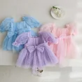 thumbnail image 4 of Body de manga corta para niñas de 0 a 2 años, mono de lunares de tul dulce, traje infantil de una pieza para bebés, ropa de verano para niños pequeños, 4 of 6
