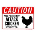 thumbnail image 1 of Caution Attack Chicken Security Co. Sign, Includes Holes, 3M Quality Reflective, Aluminum, 14" X 10", Made in USA (Red Non-Reflective), Funny, Safety, 1 of 4