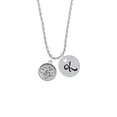 thumbnail image 2 of Delight Jewelry Silvertone Music Clef - Round Seal Silvertone Script Initial Disc - K - Charm Necklace, 20"+3", 2 of 4
