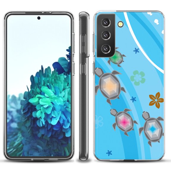 Slim-Fit TPU Protective Phone Case compatible with Samsung Galaxy S21  5G / S21 PLUS 5G, by OneToughShield ® - Happy Turtle