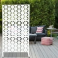 thumbnail image 4 of FETCOI Modern Outdoor Decorative Privacy Screen Metal Panel+Stand Stripes/Grid/Cross (Cross-White), 4 of 16