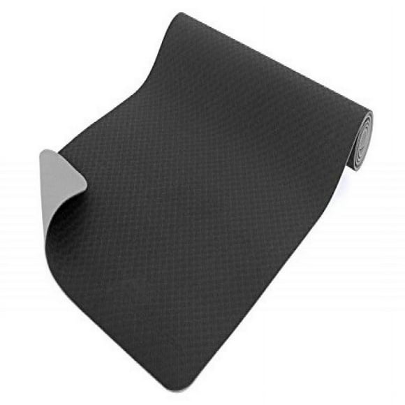 ProSource Natura TPE Yoga Mat 1/4" (6mm) Thick, 72" Long, Reversible with High-Density Cushion & Non-Slip Texture, Eco-Conscious & Hygienic, Black/Grey