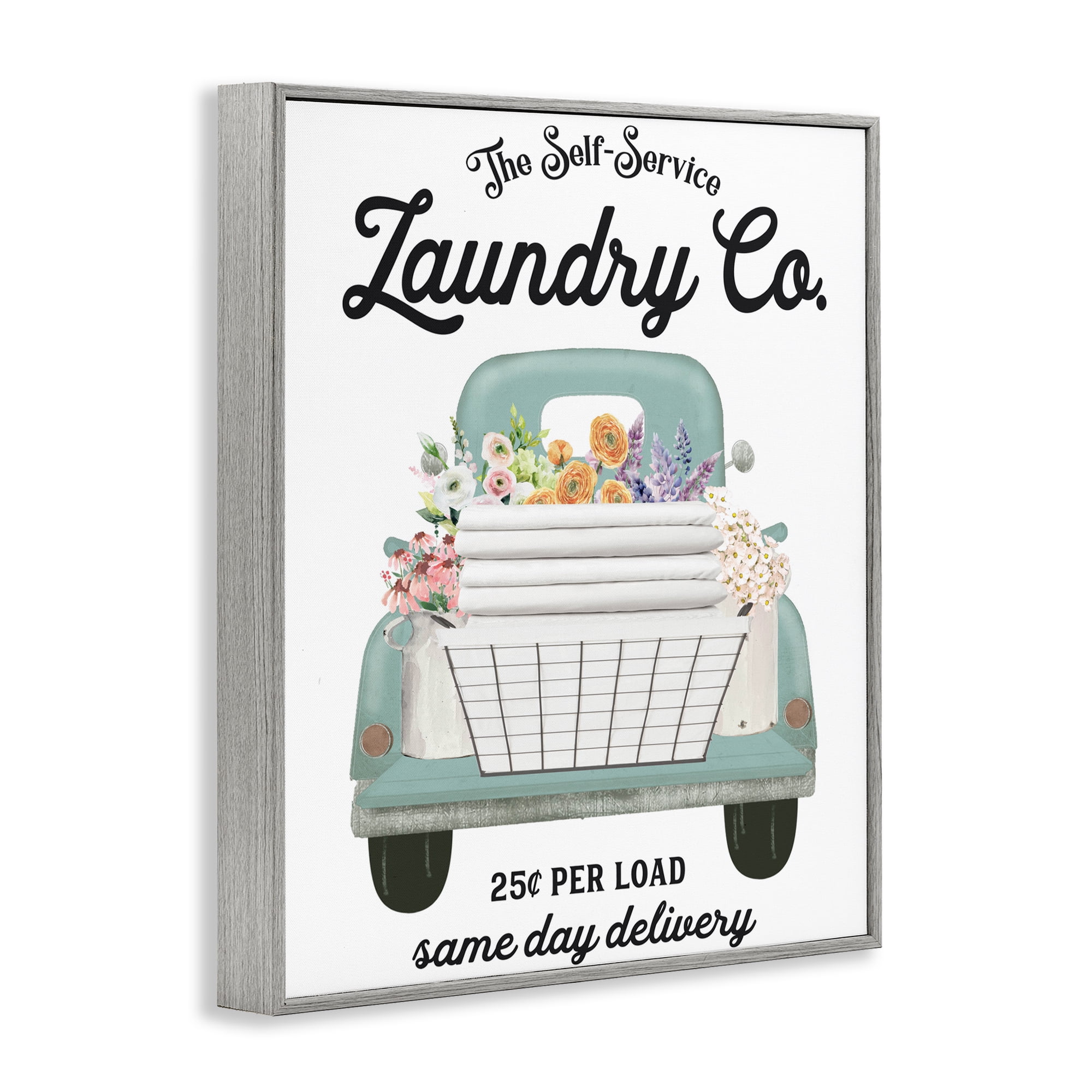 Laundry Delivery Truck Gray Framed Giclee Art, design by Lettered and Lined