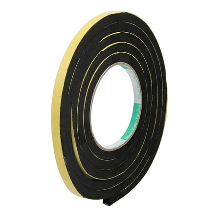 

10mm Wide 10mm Thickness Single Side Sponge Foam Tape Black 2 Meters Long