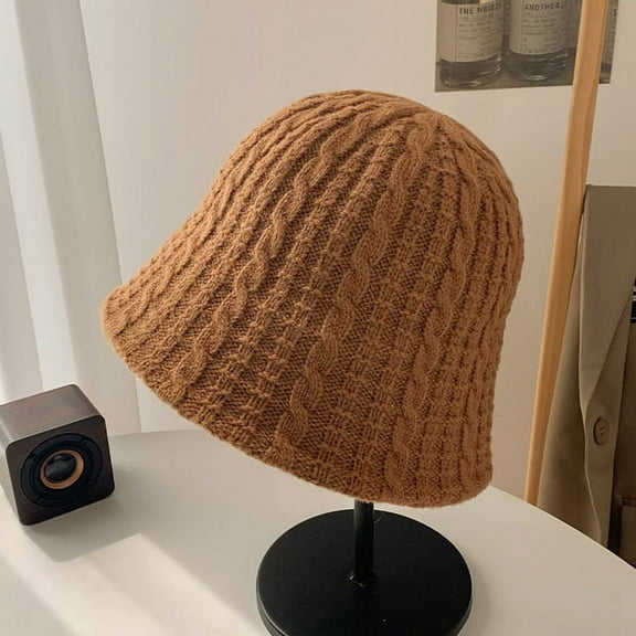 COCOpeaunt Autumn and Winter Solid Color Women Fisherman Hat Knitting Shade Foldable Retro Hunting Hat Korea Outdoor Panama Hat for Women