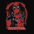thumbnail image 2 of Junior's Marvel Deadpool Leather Paint  Cowl Neck Sweatshirt, 2 of 4