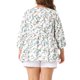 thumbnail image 4 of Blusas de flores de mujer Agnes Orinda en tallas grandes, con peplum de volantes, escote en forma de llave y mangas 3/4, talla 3X, color blanco, 4 of 8