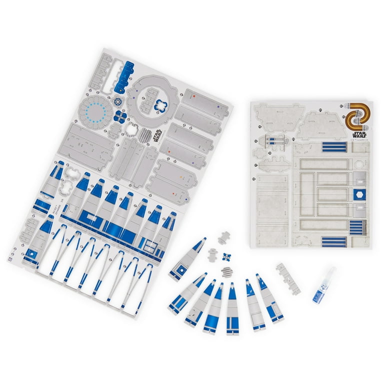 4D Build Star Wars R2-D2 Cardstock Model Kit, 201 Pieces, 7.5x7