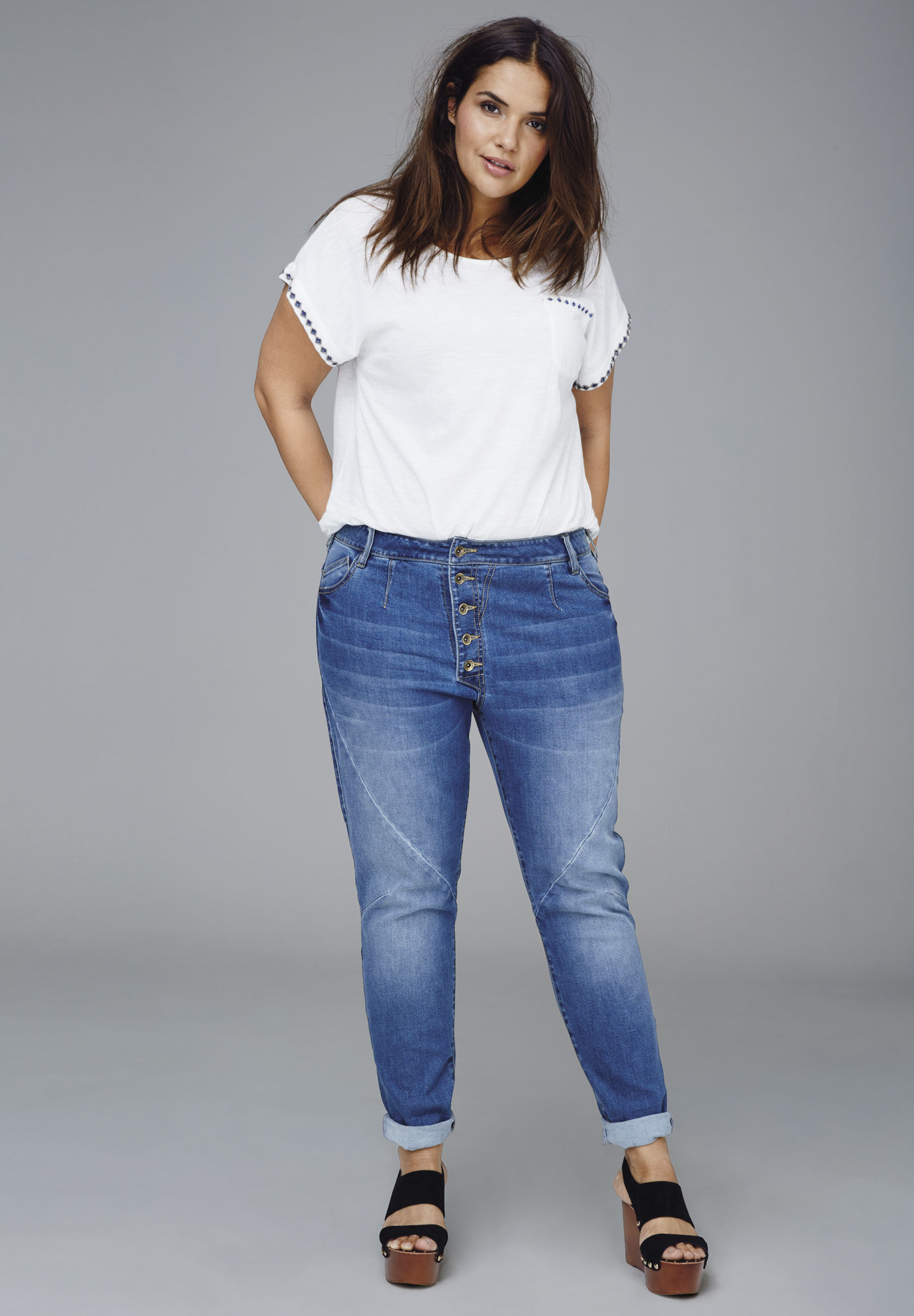 plus size button fly jeans