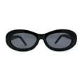 thumbnail image 2 of Womens Oval Thick Plastic Mod Fashion Plastic Sunglasses All Black, 2 of 4
