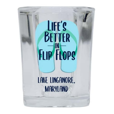

Lahaina Harbor Hawaii Souvenir 2 Ounce Square Shot Glass Flip Flop Design 4-Pack