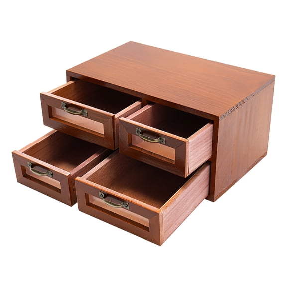 Dwellnix Desktop Organizer W 2 tiers 4 Drawers Wooden Desktop Organizer Storage Boxes