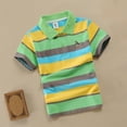 thumbnail image 2 of Virmaxy (2-13 years old) Children's Summer Striped Small Print Shirt Kids Baby Girls Casual Sports Short Sleeve T-shirt Trendy Pullover Shirt Short Sleeve Lapel Top Green 7-8Years, 2 of 3