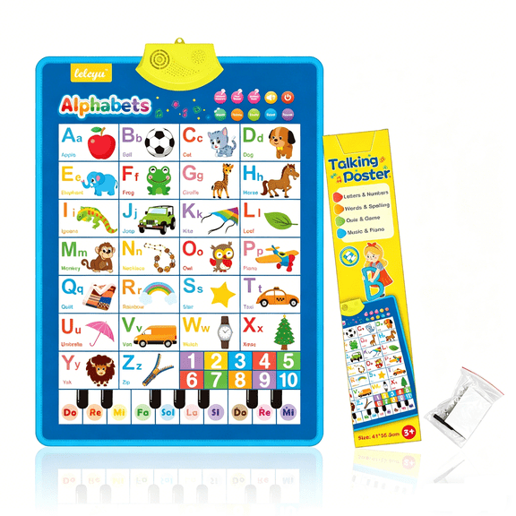 Talking Wall Chart – English  Learning Poster with Songs, ABCs, Numbers, Animal Words & Piano, Interactive Audio Chart for Home & School(RL 1 Set)