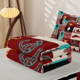 thumbnail image 5 of Manfei Bohemian Hippie Aztec Zipper Queen Comforter Set with Fitted Sheet and 2 Pillowcases,Western Cowboy Zipper Bedding Set,Red Turquoise,Reversible, 5 of 7