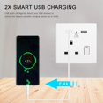 thumbnail image 2 of Wall Outlet, Single Socket 13A Wall Outlet Plug with Switch 2 USB Ports LED Indicator Light USB Outlet UK Standard, 2 of 8