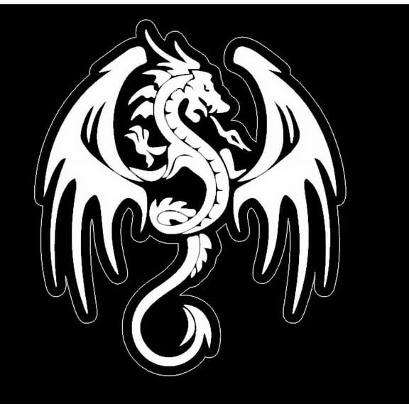 Mythic Fantasy Dragon Car Decal, Medieval Fairy World Sticker, Waterproof, Durable for Auto, Truck, Van, Bike, Silhouette Decal, 1PC (White)
