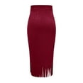 thumbnail image 3 of LWavelet Faux Suede Fringe Midi Skirt Women Western Style Fall Casual Stylish Versatile Bottoms Deep Red S, 3 of 4